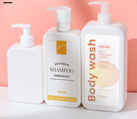 Bouteille pompe carrée blanche de luxe avec impression de logo personnalisé, 250 ml de lotion PE, 350 ml de shampoing, 500 ml de gel douche pour le lavage du corps