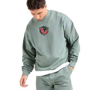 Custom Men's <b>Oversize</b> French Terry Crew Neck Sweatshirt 100% Cotton <b>Hoodies</b> with <b>Long</b> Sleeves for Winter - Product Image 1