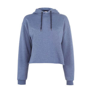 Sudadera corta bordada con logotipo personalizado para mujer 2025, Sudadera con capucha recortada de talla grande en tela de rizo - Product Image 1