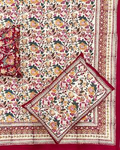Jaipuri main bloc imprimé 100% coton drap de lit fabriqué à la main avec taie d'oreiller ensemble drap de lit artisanal avec motif de bordure - Product Image 2