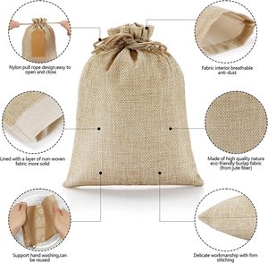 Small Gift Bags Burlap Bags With Drawstring Reusable Jute Bags for <b>Birthday</b> Wedding Party <b>Favors</b>, Halloween, Christmas OEM - Product Image 2