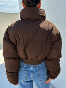 Puffer Jacket Crop Top Embroidered for <b>Women</b> Cold <b>Weather</b> Jacket With Full Customization on Trending - Product Image 2