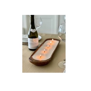 Bol à pâte en bois rectangulaire Bol à pâte à bougie en bois fait main de haute qualité pour les fêtes - Product Image 2