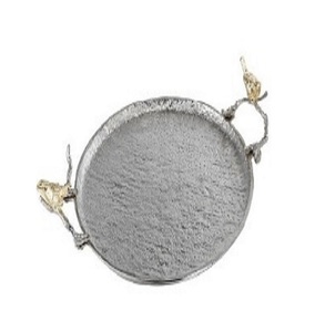 Bandeja de metal galvanizado con mango dorado, mesa de restaurante y Hotel, bandeja de metal decorativa, bandejas de servicio de diseño clásico - Product Image 1