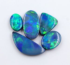 Australian Opal Doublet Cabochon Natural <b>Fire</b> Color 5-Piece Set for Jewelry Making Loose Gemstones - Product Image 5