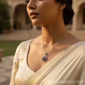 จี้เงินแท้ 925 ประดับพลอยโกเมน สร้อยคอจี้สำหรับผู้หญิง ของขวัญเครื่องประดับ - Product Image 3