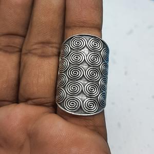 Vintage 925 Bague En Argent Bohème Spirale Mandala Conception Longue Plaine Lunette Réglage Incrustation De Mariage Anniversaire Fête Cadeau pour Elle - Product Image 1