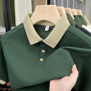 เสื้อโปโลผ้าไอซ์ซิลค์แขนสั้นสำหรับผู้ชาย, เสื้อยืดแฟชั่นลำลองเรียบง่ายฤดูร้อนออกแบบโลโก้ได้ตามต้องการ - Product Image 3