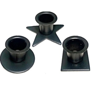 Supports de bougies coniques en fer forgé noir, modèles étoile, rond et carré, et duo de supports de bougies en tuyau de cuivre, parfaits pour les centres de table de mariage, noir - Product Image 1