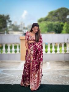 Latest Pure Viscose Silk <b>Saree</b> with Heavy Minakari Weaving Design <b>Saree</b> Collection - Product Image 4