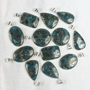 Nuevo Collar con Colgante de Cabujón de Apatita de Cobre, Bisel de Plata, Joyería de Plata Chapada en Apatita de Cobre, Joyería de Moda - Product Image 6