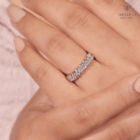 Cincin Pernikahan/Ulang Tahun/Pesta Klasik Berlian Buatan Laboratorium 3MM, Lapis Emas 14K, Set Bezel, Unisex