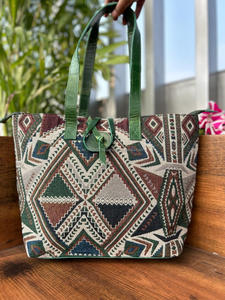 Nueva Venta caliente Jacquard hecho a mano de cuero genuino bolso de mano multiuso nuevo diseño Vintage bolso de compras tarifa barata producto a granel - Product Image 3