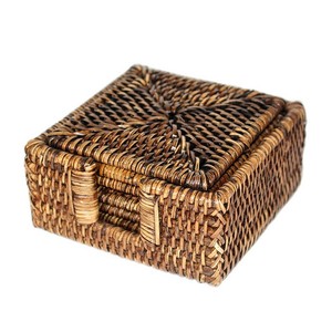 Support tissé à la main jute lin ovale osier boisson tasse sous-verres Table à manger tapis résistant à la chaleur pour la maison et le bureau - Product Image 3