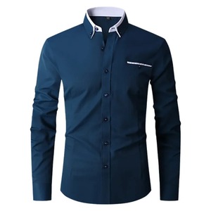 Brand New Slim Fit <b>Men's</b> <b>Shirts</b> Long-Sleeved <b>Satin</b> Stand Collar Breathable Yarn Dyed <b>for</b> Spring Formal Business Casual Style - Product Image 6