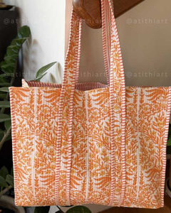 Premium Cotton Quilted <b>Tote</b> <b>Bag</b> Soft Padded Reusable Eco Friendly Shopping <b>Travel</b> Daily Carry Lightweight Durable Zipper Closure - Product Image 2