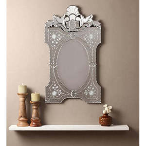 Espejo Redondo de Vidrio Hecho a Mano, Diseño Clásico de Corona Antigua para Montaje en Pared, Decoración de Pared para Hoteles, Pasillos y Baños - Product Image 1