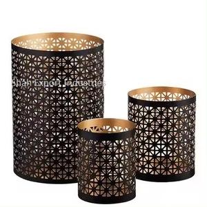 Bougeoir votif en métal de fer fait à la main forme ronde finie noire pour Noël décoration de maison et de mariage votive - Product Image 2