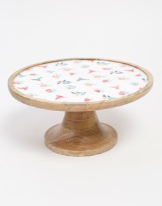 Soporte de mesa para pasteles de madera con forma de cúpula superior de vidrio Soporte elevador de pastel de madera superior de vidrio Fabricante mayorista Exportador - Product Image 1