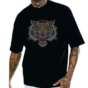 2023 nuevo estilo hombres 100% algodón Digital camiseta para hombre manga corta rhinestone transferencia logo 260G camiseta - Product Image 1