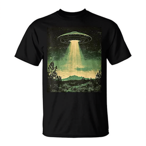 T-shirt UFO a tema astrobiologia con astronave aliena e disco volante per gli appassionati di UFO - Product Image 2