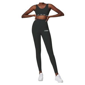 Ensembles de yoga à séchage rapide réversibles grande taille pour femmes tissu respirant Spandex/Nylon équipement de sport solide taille haute tissu intelligent avant - Product Image 1