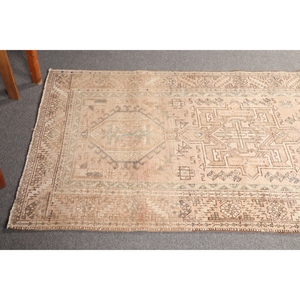 Petit tapis vintage, tapis turc de 3,3 x 14 pieds, tapis géométrique beige - Product Image 4
