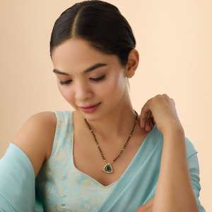Juego de Joyería Nupcial Kundan 170796, Chapado en Oro, Aleación de Zinc, Mangalsutra, Zirconia, Perla, Diamante, Estilo Victoriano, Forma de Gota de Agua - Product Image 3