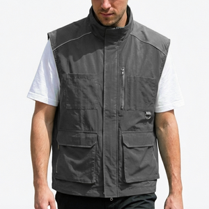 Chaleco Cortavientos para Hombre, Diseño Elegante, Transpirable, Cómodo, con Múltiples Bolsillos, Sin Mangas, Chaleco Cortavientos Masculino en Oferta - Product Image 1