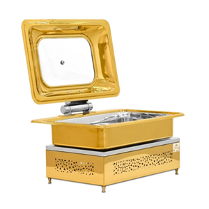Plato de frotamiento de acero inoxidable para suministros de boda, platos de frotamiento de lujo, calentador de alimentos usado, estufas de Buffet, platos de diseño Popular - Product Image 6
