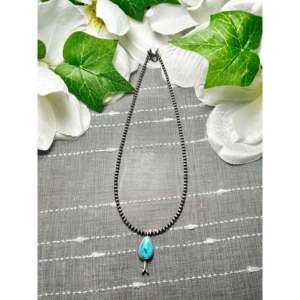 Collier George Rios en turquoise Blue Ridge et argent sterling avec technologie d'incrustation en forme de goutte d'eau - Product Image 1