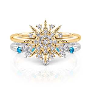 แหวนจิวเวลรี่รูปดาวสองสี Jeulia Luna Astra ทำจากเงินสเตอร์ลิง เหมาะสำหรับงานปาร์ตี้ - Product Image 1