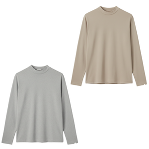 Premium Cotton Men's Mock Neck Long Sleeve Tee Minimal Style Custom Logo Wholesale T-<b>shirt</b> Large Quantity Wholesale Supplier - Product Image 1