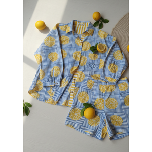 Conjunto de Shorts de 2 Piezas para Mujer Amalfi Citrus XS, Cuello con Lazo, Atuendos de Verano con Tops y Pantalones a la Altura de la Rodilla, 100% Algodón, Tela Oxford - Product Image 3