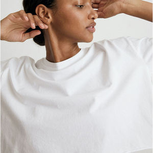 Camiseta Corta Personalizada con Hombros Caídos, Linda Camiseta 100% Algodón, Ajuste Holgado, Manga Corta, Camisetas Cortas para Mujer - Product Image 4