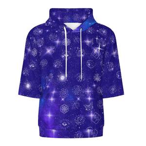 Sweat à capuche imprimé en 3D personnalisé pour hommes, sweat-shirt avec logo brodé à cordon de serrage, chemise à capuche à manches courtes pour l'hiver et l'été - Product Image 5