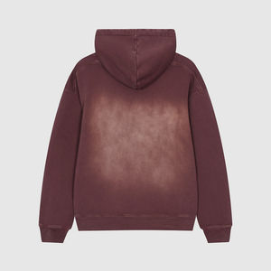 Sudadera con Capucha Estilo Vintage Desteñida por el Sol, Personalizada, Holgada, con Estampado, Costuras Desgastadas, Lavado Ácido, Gris, Gruesa, 100% Algodón, para Invierno - Product Image 4