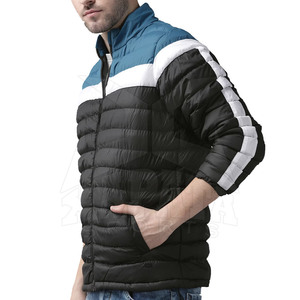 Veste matelassée unie pour homme, col montant, respirante, en nylon/polyester, coupe-vent, décontractée, style urbain, vente en gros - Product Image 1