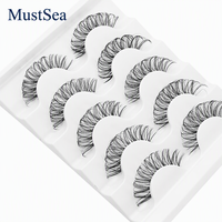 Faux cils 3D courbés en D, bande invisible, effet œil de chat, cils naturels et vaporeux, faux cils en vison synthétique, lot de 5 paires