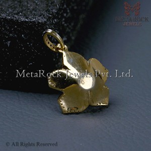 Designer Flower Shaped Handmade Pave Set Diamond 925 Sterling Silver Gold Plated Pendant Metarock Jewelry - Product Image 6