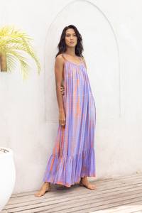 Vestido largo floral Tie-Dye para mujer, vestido de noche con cintura Natural largo de Playa, diseño tejido sin espalda de estilo bohemio de verano - Product Image 6