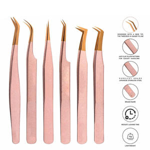 Pince à cils en acier inoxydable de qualité supérieure au meilleur prix, ensemble de 6 pièces, conception personnalisée avec pointe pointue à fort impact - Product Image 2