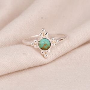 Sterling Silver Kingman <b>Turquoise</b> <b>Ring</b> Artisan Boho Floral Statement Jewelry Handmade <b>Turquoise</b> Gemstone <b>Ring</b> Gift for Her - Product Image 6
