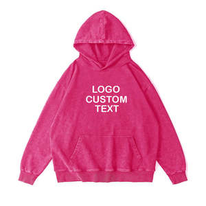 เสื้อฮู้ดธรรมดาไม่มีลายกำหนดโลโก้ได้เองผ้าฟลีซผ้าฝ้ายโอเวอร์ไซส์ - Product Image 3