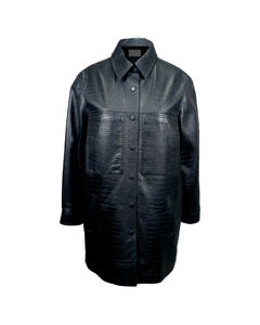 Veste en cuir croco de haute qualité, support de style décontracté, service OEM, vente en gros, fabrication professionnelle XS, logo avant inclus - Product Image 1