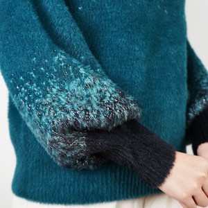 Suéter de Mohair de Algodón para Mujer, de Alta Calidad, Diseño OEM, Ropa de Moda, Mangas Largas, Suéter de Mohair a Rayas para Mujer - Product Image 4