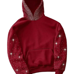 Sweat à capuche vintage en molleton d'hiver avec fermeture éclair en diamant de luxe de haute qualité personnalisé 100% coton Streetwear - Product Image 2