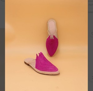 Zapatillas de rafia Rosa-Zapatos Raphia de fibra natural hechos a mano-Calzado tejido ecológico-Regalo de Navidad para ella - Product Image 1