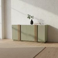 Buffet de cuisine 4 portes vert sauge, meuble de bar de cuisine, mobilier d'intérieur moderne en chêne massif et MDF, vente en gros