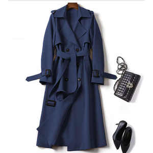 Chaqueta de Invierno Elegante de Alta Calidad con Cinturón Largo, Impermeable y Ecológica para Mujer, Estilo Británico, Diseño Sólido - Product Image 2